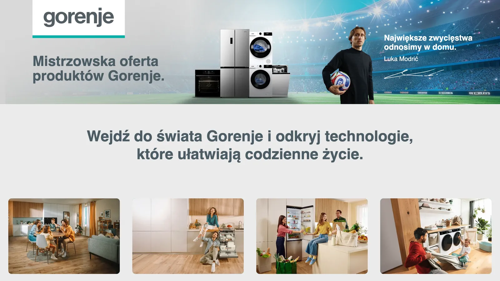 Landing page Gorenje z prezentacją oferty AGD i kadrami z kuchni