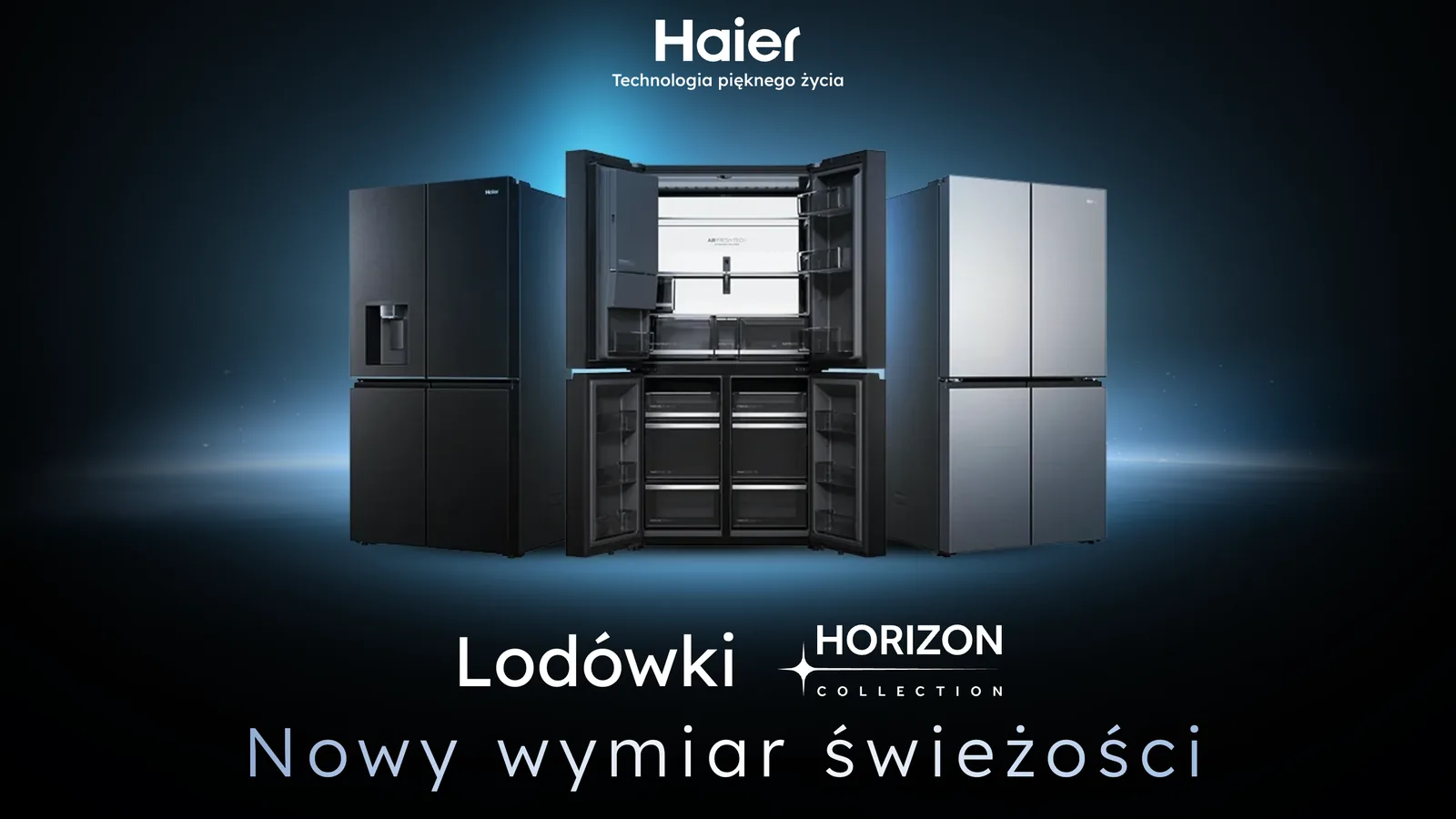 Landing page lodówek Haier z serii HORIZON