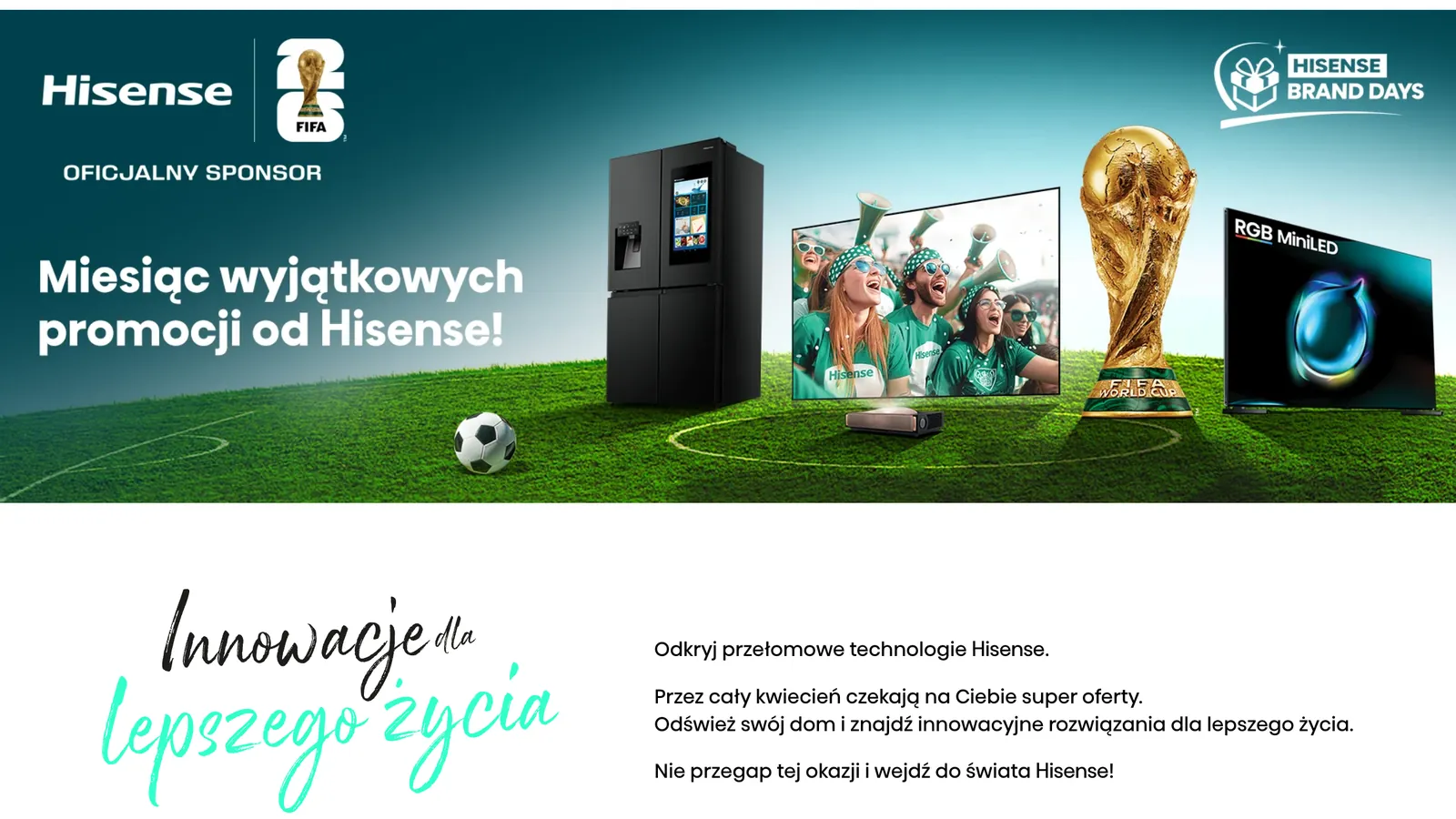 Landing page kampanii Hisense Brand Days z komunikacją sponsorską