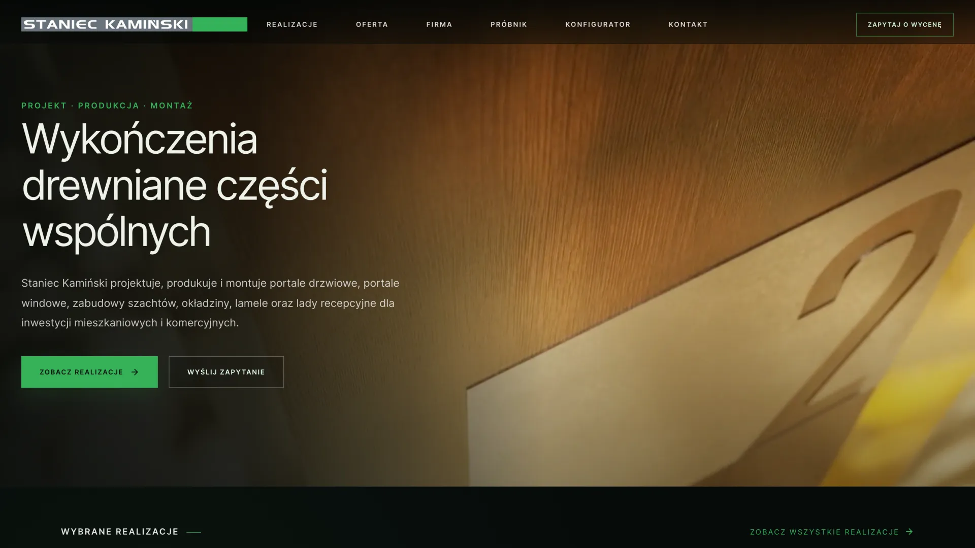 Strona Kreatywnie w Drewnie z sekcją wykończeń drewnianych części wspólnych