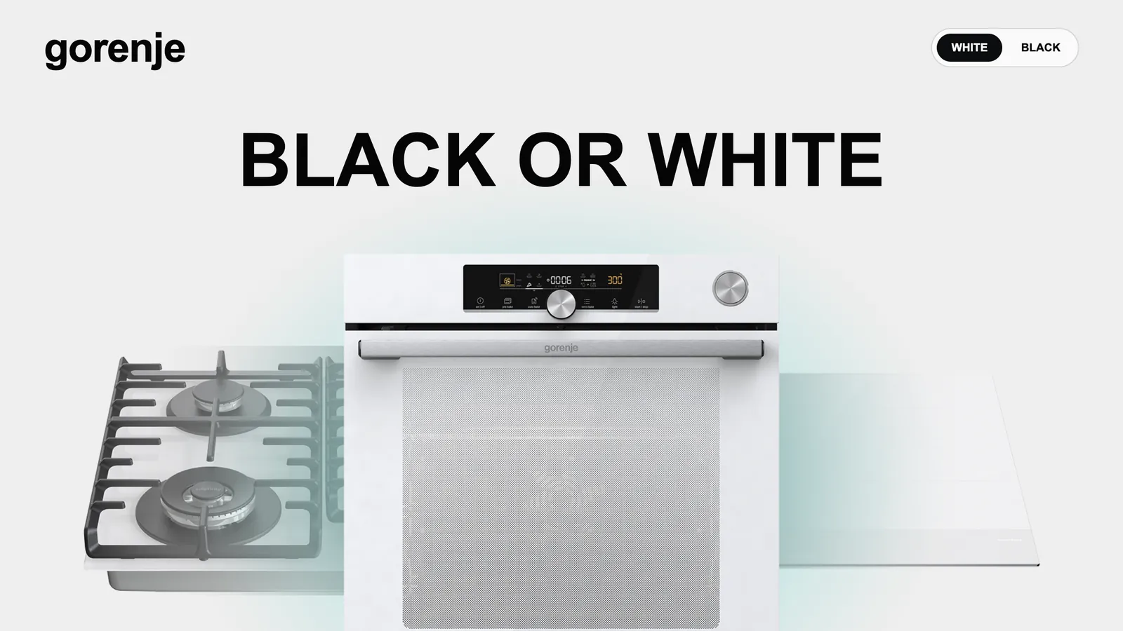 Strona Gorenje z przełącznikiem wariantów kolorystycznych sprzętu