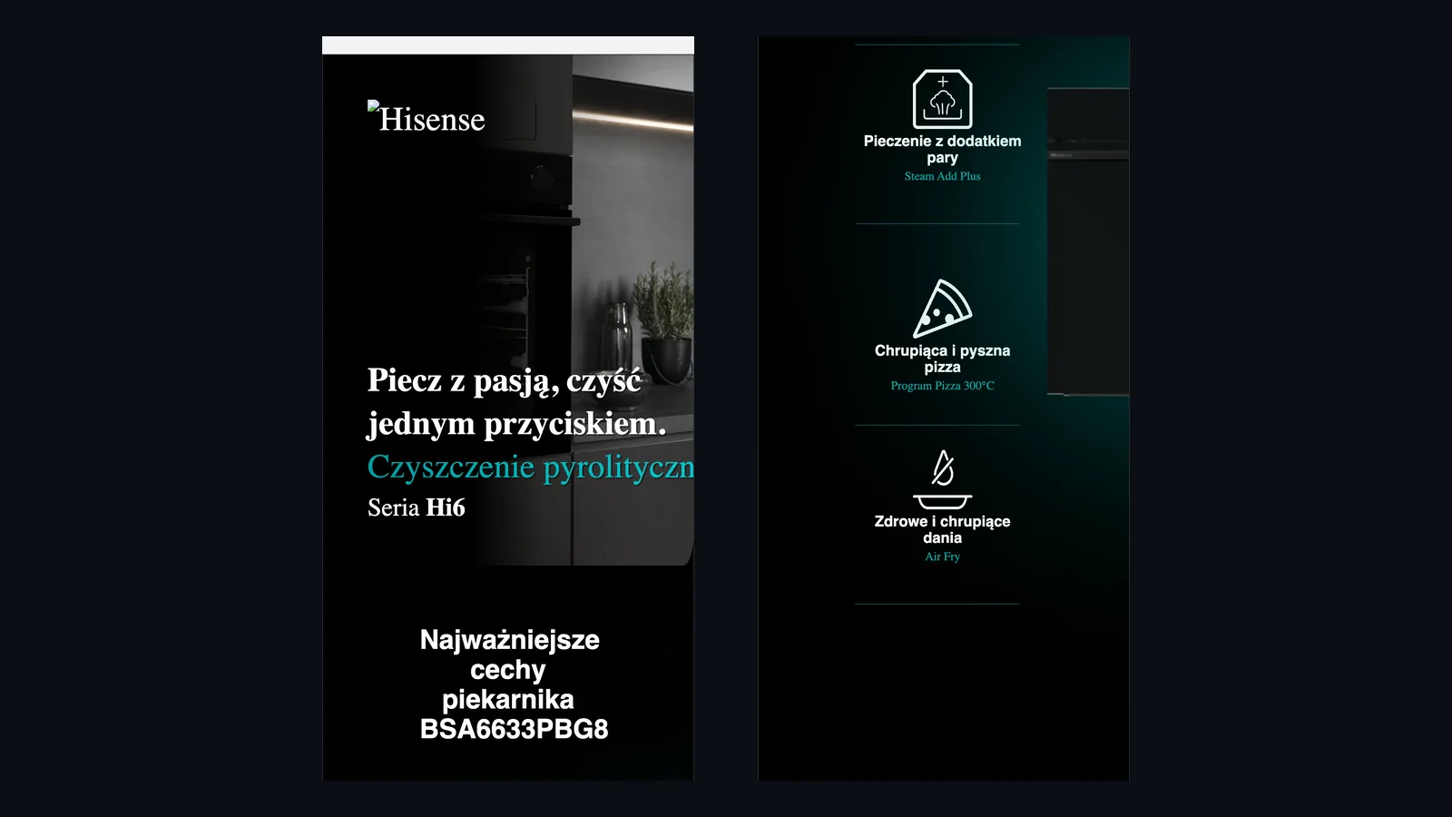 Rich Content Hisense w układzie jednokolumnowym na wąskim ekranie